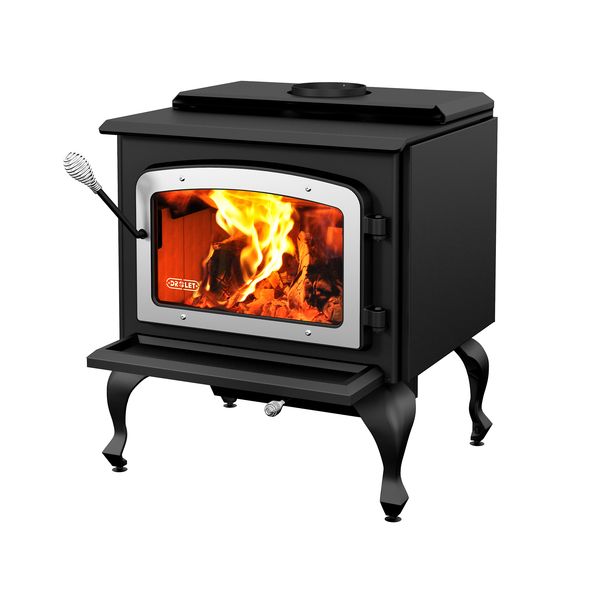 Load image into Gallery viewer, wood-stove-on-legs-brushed-nickel