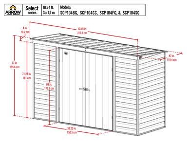 Load image into Gallery viewer, Arrow Select Steel Storage Shed, 10x4, Flute Grey