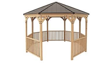 Load image into Gallery viewer, Yardistry Meridian Octagon Gazebo with Cedar Wood & Aluminum Roof (12 ft.)