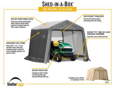 Load image into Gallery viewer, ShelterLogic Shed-in-a-Box 10 x 10 x 8 ft Peak Gray