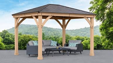 Load image into Gallery viewer, Yardistry 10 x 12 Meridian Gazebo with Cedar Wood & Aluminum Roof
