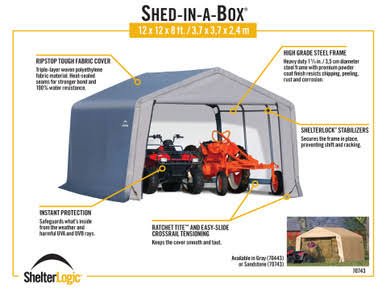 Load image into Gallery viewer, ShelterLogic Shed-in-a-Box 12 x 12 x 8 ft Peak Gray