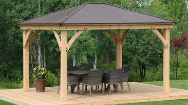 Load image into Gallery viewer, Yardistry Meridian Gazebo with Cedar Wood & Aluminum Roof (12 ft. x 14 ft.)