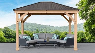 Load image into Gallery viewer, Yardistry 10 x 12 Meridian Gazebo with Cedar Wood & Aluminum Roof