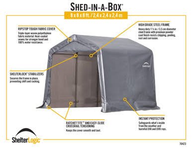 Load image into Gallery viewer, ShelterLogic Shed-in-a-Box 8 x 8 x 8 ft Peak Gray