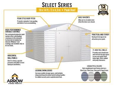 Load image into Gallery viewer, Arrow Select Steel Storage Shed, 10x14, Charcoal
