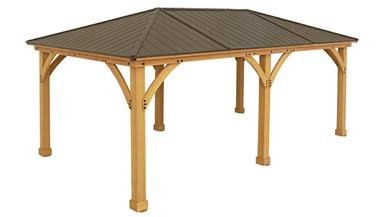 Load image into Gallery viewer, Yardistry Meridian Gazebo with Cedar Wood & Aluminum Roof (12 ft. x 20 ft.)