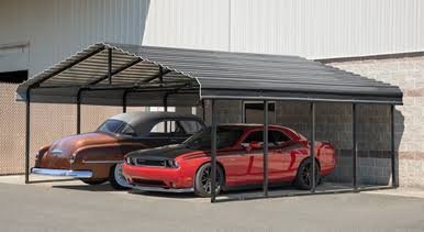 Load image into Gallery viewer, Arrow Powder Coated Steel Carport 20 ft. x 20 ft. - Charcoal