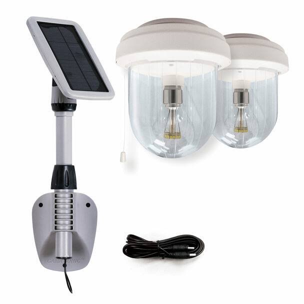 Load image into Gallery viewer, Gama Sonic Light My Shed IV – Solar Powered Shed Light with Double Lamp Heads – GS-16B2