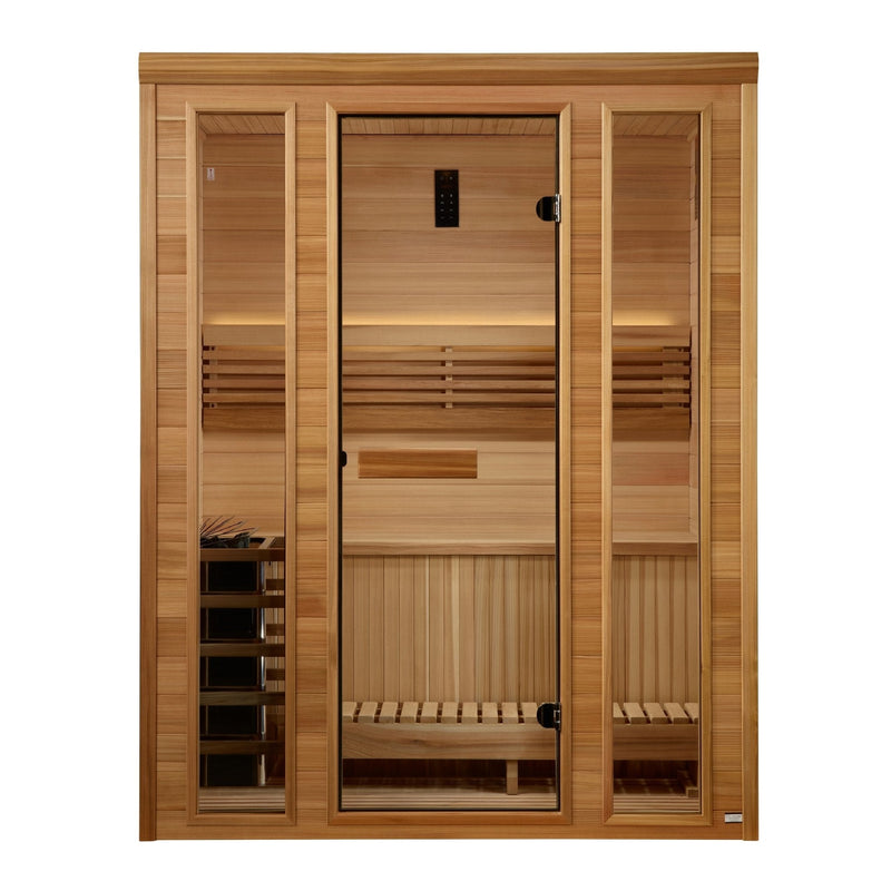 Load image into Gallery viewer, Golden Designs 2025 "Andermatt Edition" 2-3 Person Traditional Steam Sauna – Pacific Premium Clear Cedar