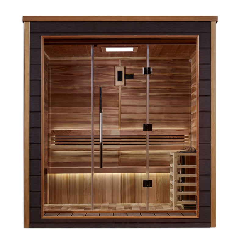 Load image into Gallery viewer, Golden Designs Drammen 3-Person Outdoor Traditional Sauna - Canadian Red Cedar Interior