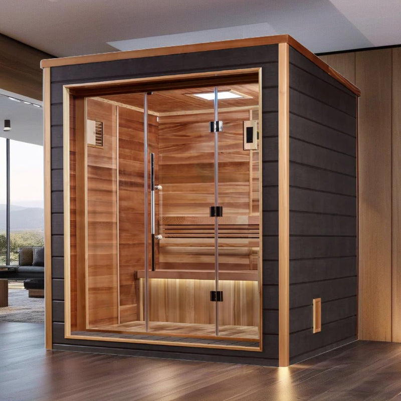 Load image into Gallery viewer, Golden Designs Drammen 3-Person Outdoor Traditional Sauna - Canadian Red Cedar Interior