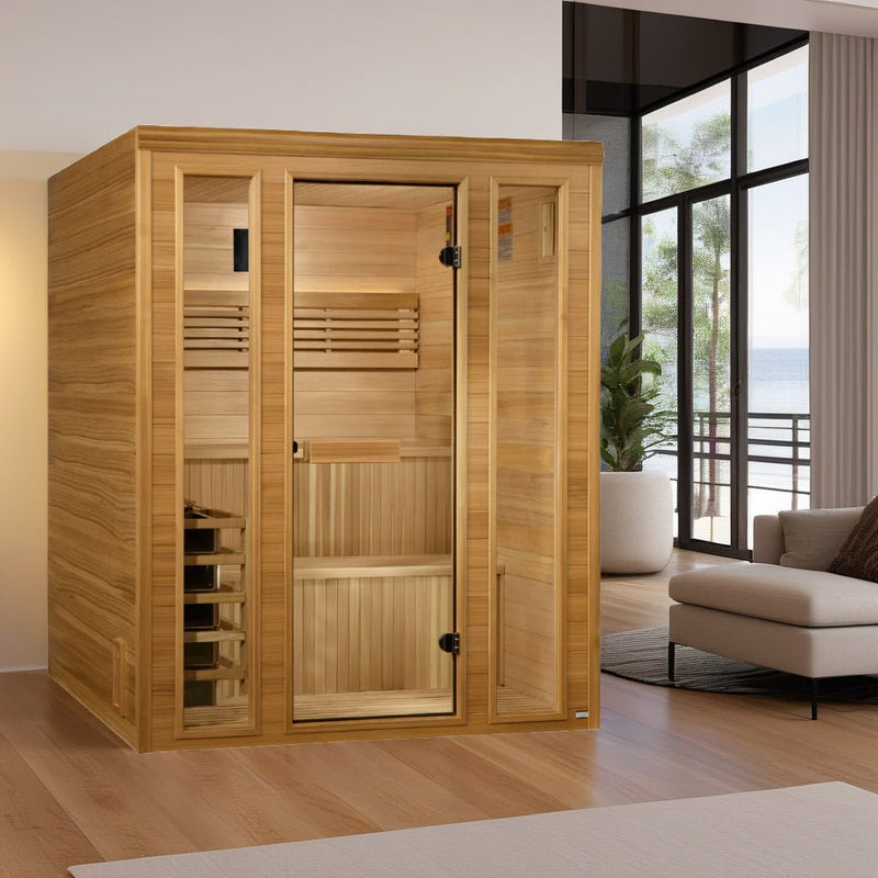 Load image into Gallery viewer, Golden Designs Engelberg Edition 6-Person Traditional Steam Sauna - Premium Clear Cedar
