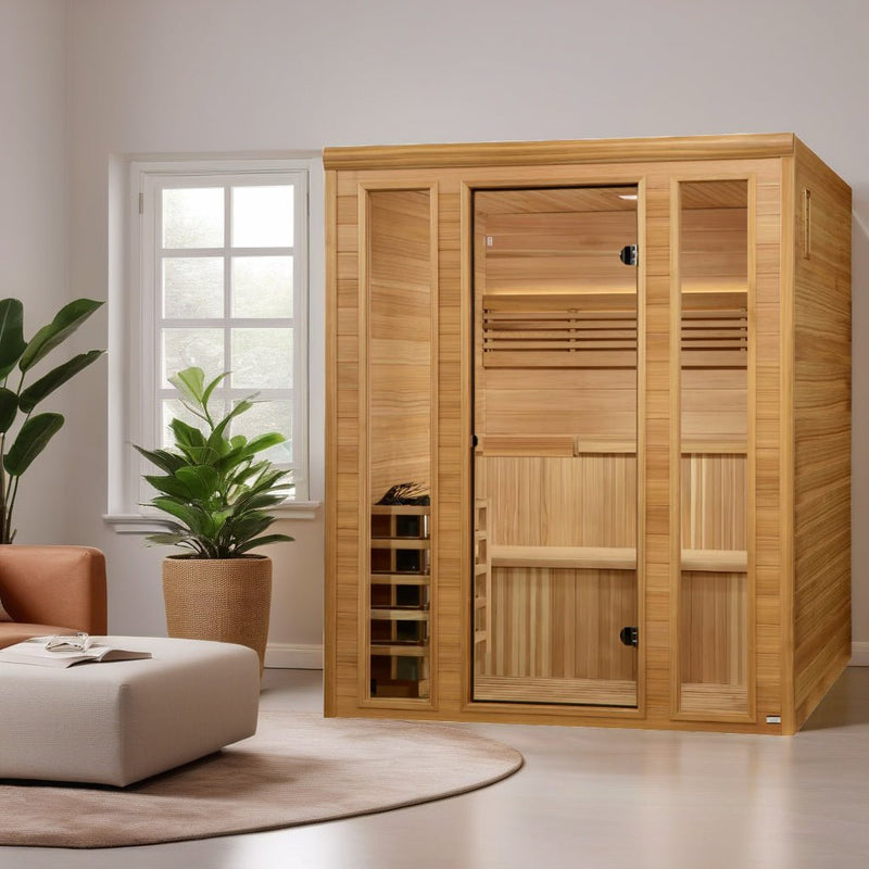 Load image into Gallery viewer, Golden Designs Engelberg Edition 6-Person Traditional Steam Sauna - Premium Clear Cedar