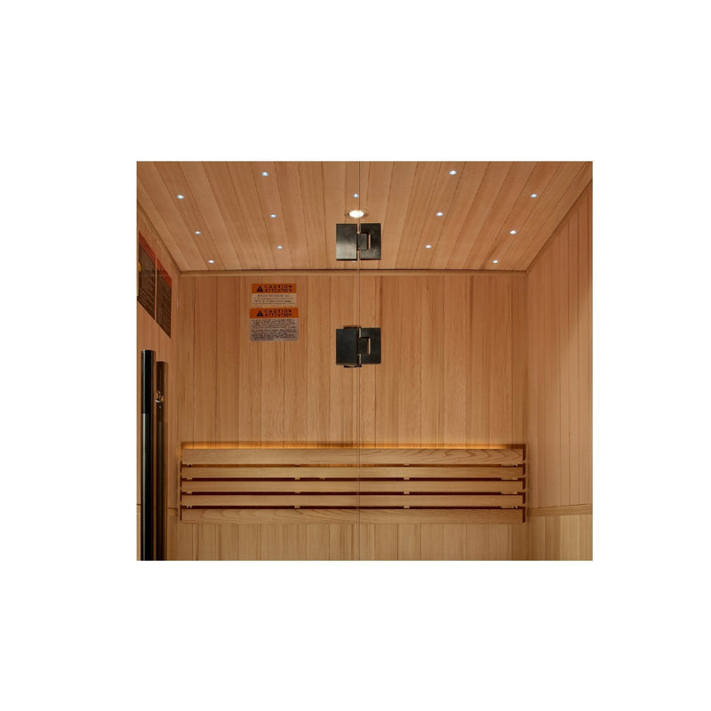 Load image into Gallery viewer, Golden Designs "Sundsvall Edition" 2 Person Traditional Sauna - Canadian Red Cedar Interior and Pacific Premium Clear Cedar Exterior
