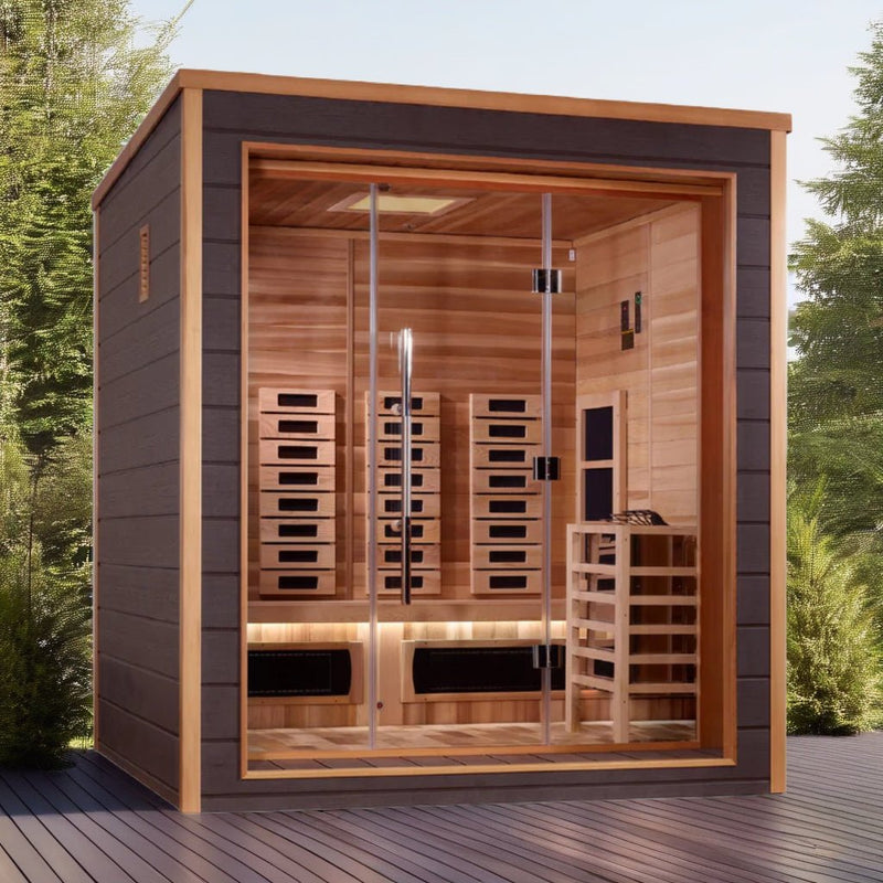 Load image into Gallery viewer, Golden Designs Visby 3 Person Outdoor-Indoor PureTech™ Hybrid Full Spectrum Sauna