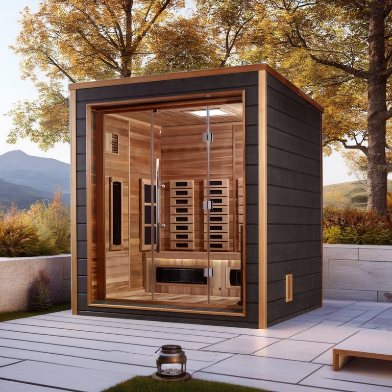 Load image into Gallery viewer, Golden Designs Visby 3 Person Outdoor-Indoor PureTech™ Hybrid Full Spectrum Sauna