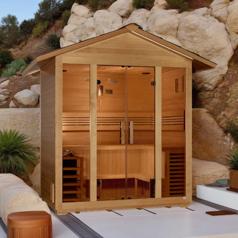 Load image into Gallery viewer, Golden Designs "Vorarlberg" 5-Person Traditional Outdoor Sauna - Canadian Hemlock