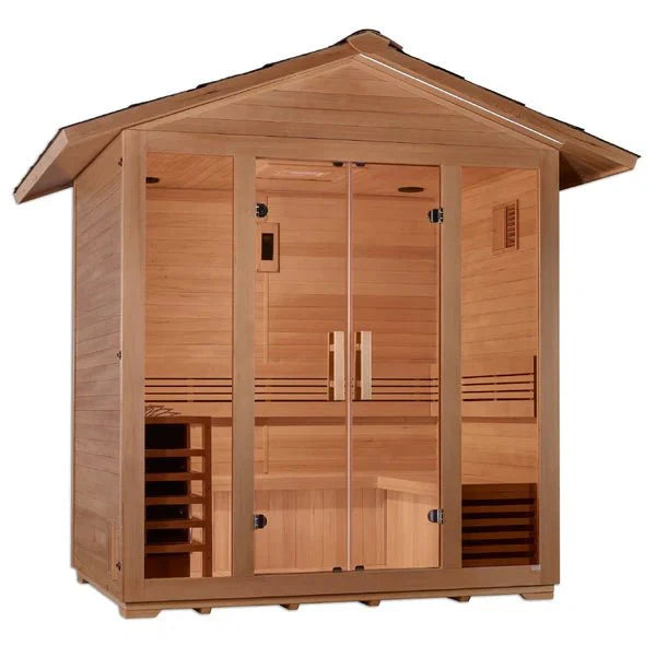 Load image into Gallery viewer, Golden Designs "Vorarlberg" 5-Person Traditional Outdoor Sauna - Canadian Hemlock