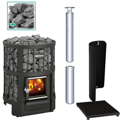 Load image into Gallery viewer, Harvia Legend 150 SS Sauna Stove Package – 16kW Wood-Burning Stove with Chimney, Sheath & Stones