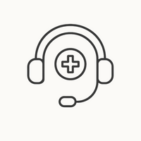 Icon of a headset with a plus sign, representing healthcare or medical support.