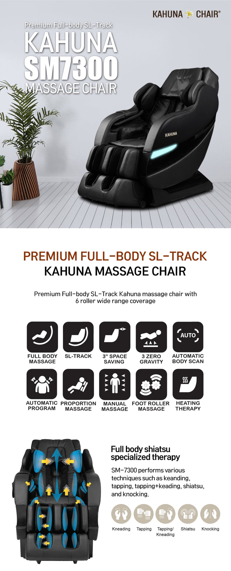 Load image into Gallery viewer, Kahuna Chair Dios-7300 Massage Chair 7D Dual Core Air Roller SL-track with 3D Calf Kneading
