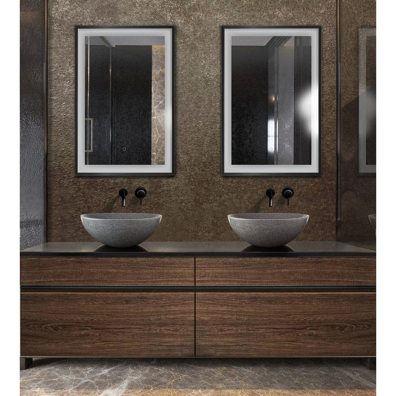 Load image into Gallery viewer, Krugg Soho 24'' x 36'' Black LED Bathroom Mirror Soho2436B
