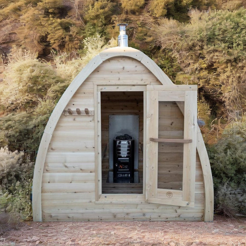 Load image into Gallery viewer, LeisureCraft CT MiniPOD Outdoor Sauna – 3-4 Person Cabin Sauna with Premium Cedar