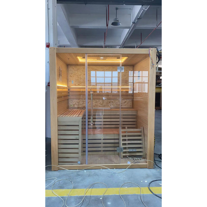 Load image into Gallery viewer, SAUNA EVOLUTION® Hemlock / Red Cedar Indoor Therapy Wood Steam Sauna Rooms Glass 09