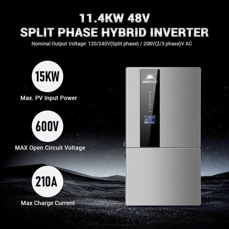 Load image into Gallery viewer, SunGoldPower 11.4KW Hybrid Inverter 48V Split Phase SGN11.4KHB-48