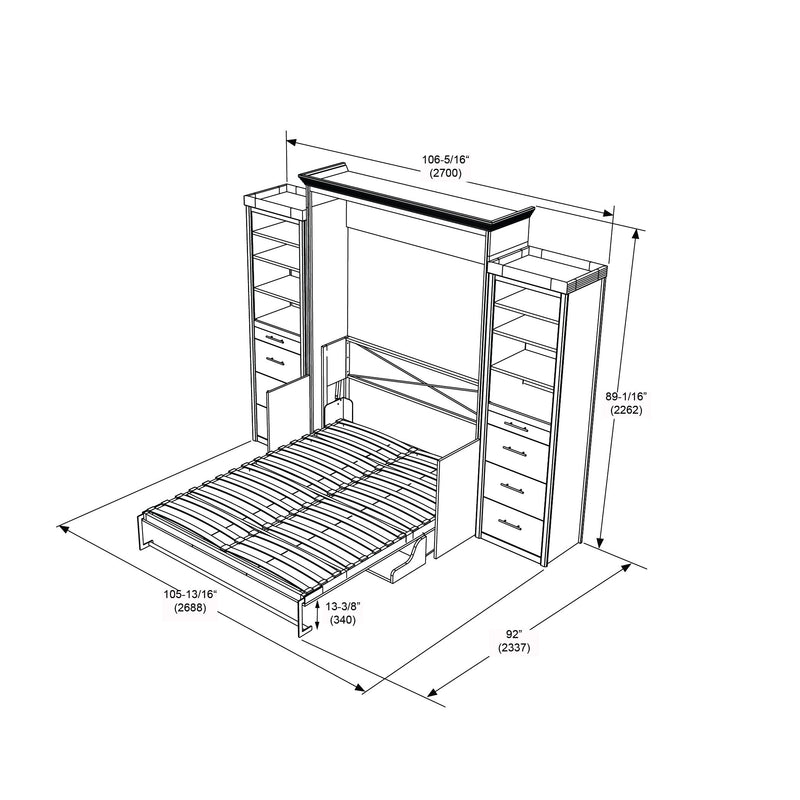Load image into Gallery viewer, Murphy Bed With Desk & 2 Storage Cabinets, Double Size, White by Leto Muro