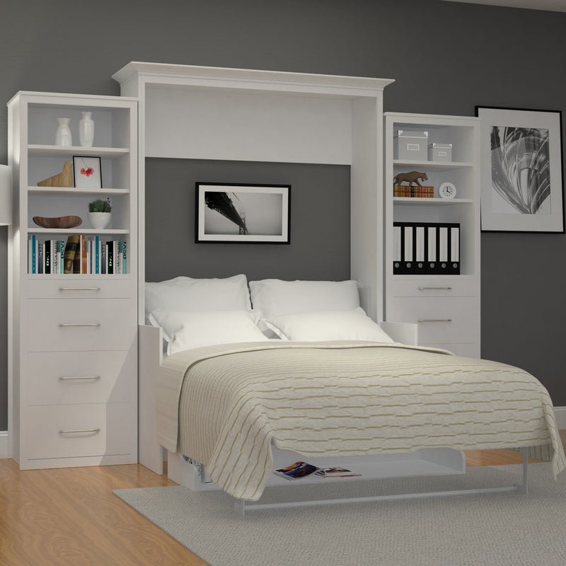 Load image into Gallery viewer, Murphy Bed With Desk & 2 Storage Cabinets, Double Size, White by Leto Muro