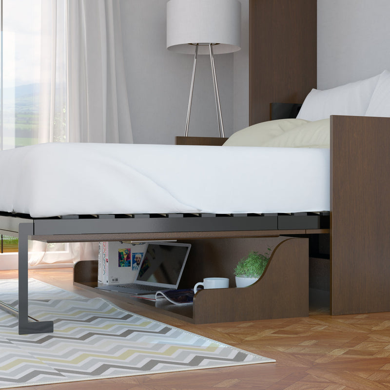 Load image into Gallery viewer, Murphy Bed With Desk & 2 Storage Cabinets, Full Size Coventry Walnut by Leto Muro