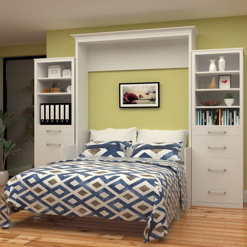 Load image into Gallery viewer, Murphy Bed With Desk & 2 Storage Cabinets, Queen Size, White by Leto Muro
