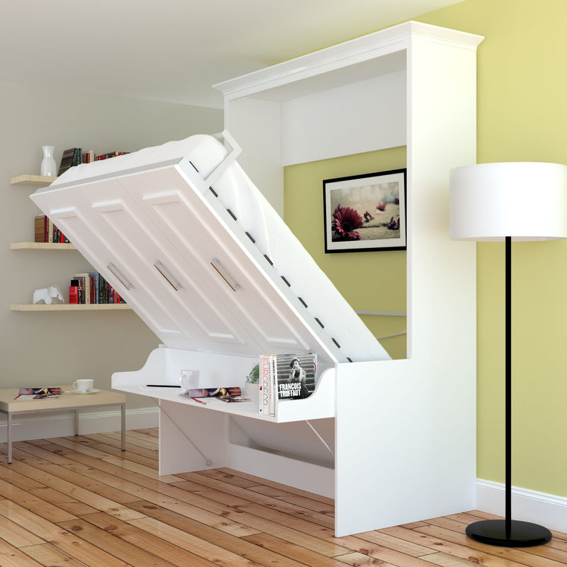 Load image into Gallery viewer, Murphy Bed With Desk & 2 Storage Cabinets, Queen Size, White by Leto Muro