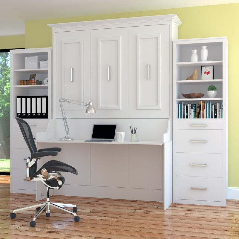 Load image into Gallery viewer, Murphy Bed With Desk & 2 Storage Cabinets, Queen Size, White by Leto Muro