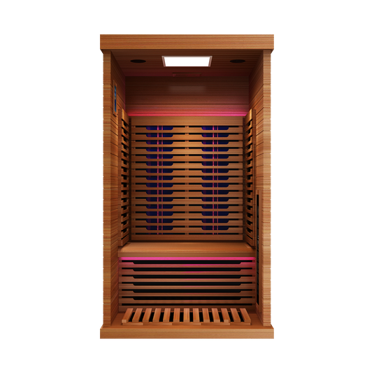 Peak Saunas Rainier 1-Person Full Spectrum Infrared Sauna with XL Medical-Grade Red Light Therapy & Smart WiFi App Control