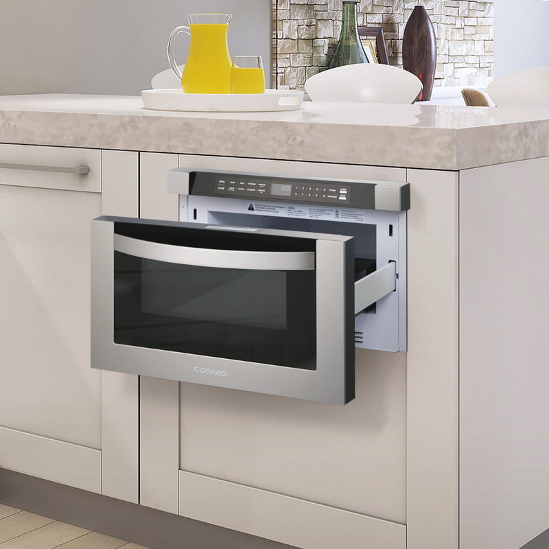 Load image into Gallery viewer, Cosmo 24'' Built-in Microwave Drawer with Automatic Presets, Touch Controls, Defrosting Rack and 1.2 cu. ft. Capacity in Stainless Steel
