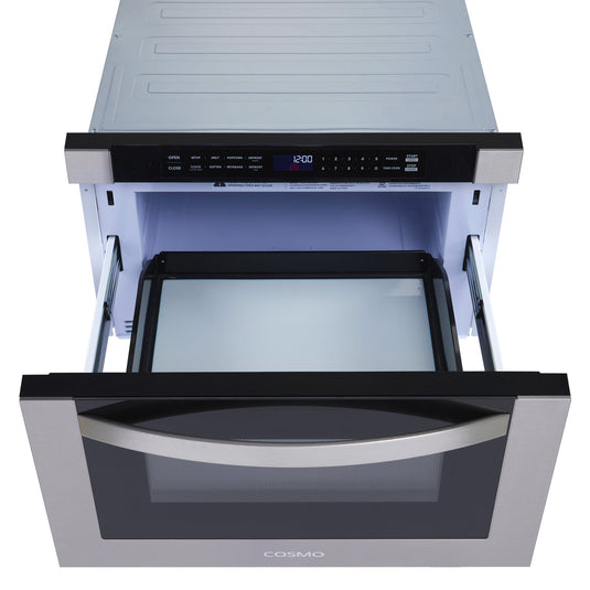 Cosmo 24'' Built-in Microwave Drawer with Automatic Presets, Touch Controls, Defrosting Rack and 1.2 cu. ft. Capacity in Stainless Steel