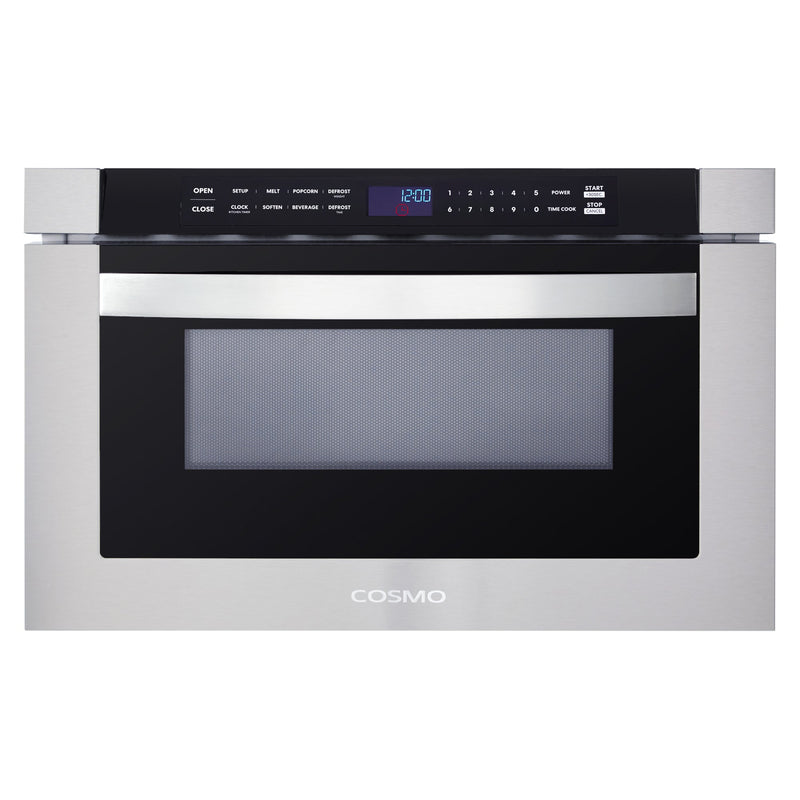 Load image into Gallery viewer, Cosmo 24'' Built-in Microwave Drawer with Automatic Presets, Touch Controls, Defrosting Rack and 1.2 cu. ft. Capacity in Stainless Steel
