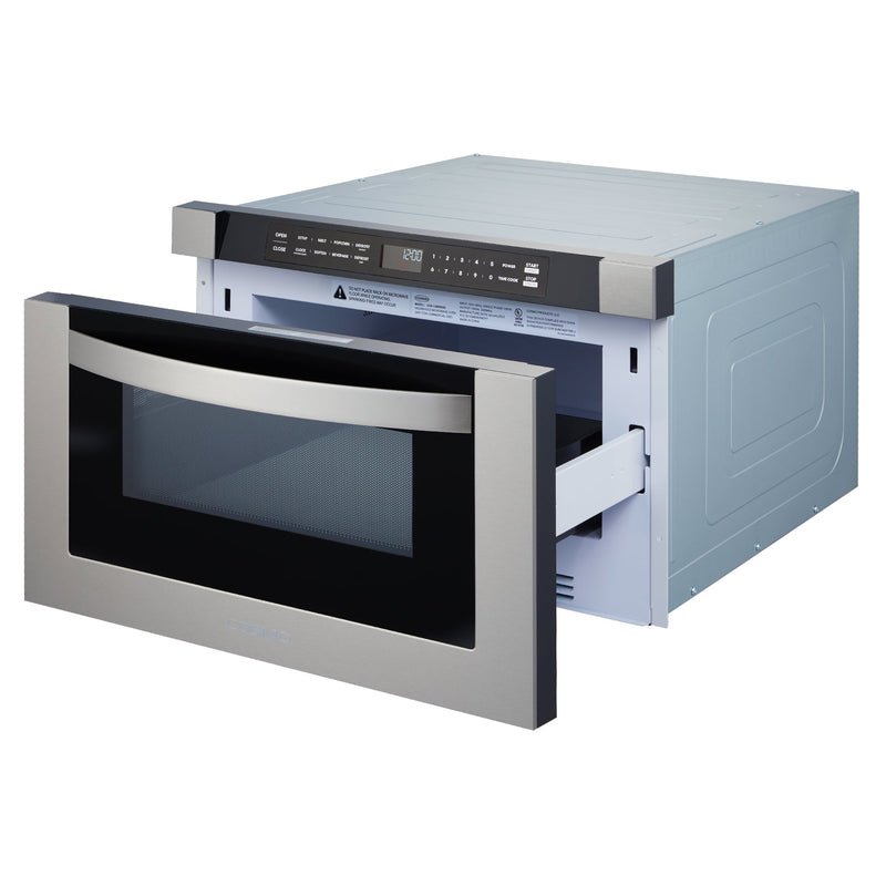 Load image into Gallery viewer, Cosmo 24'' Built-in Microwave Drawer with Automatic Presets, Touch Controls, Defrosting Rack and 1.2 cu. ft. Capacity in Stainless Steel
