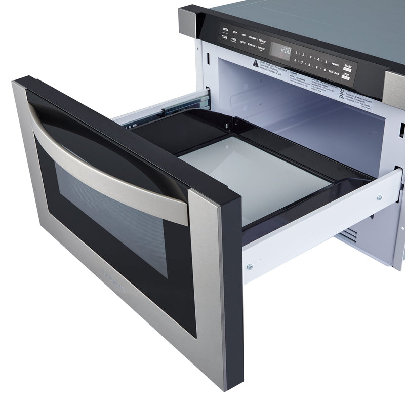 Load image into Gallery viewer, Cosmo 24'' Built-in Microwave Drawer with Automatic Presets, Touch Controls, Defrosting Rack and 1.2 cu. ft. Capacity in Stainless Steel
