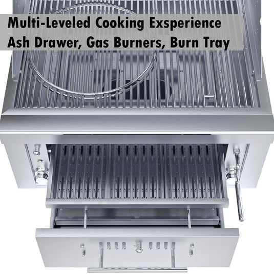Sunstone 30” Gas Burners Hybrid Single Zone Charcoal/Wood Burning w/Infra-Red Burner Grill SUNCHSZ30