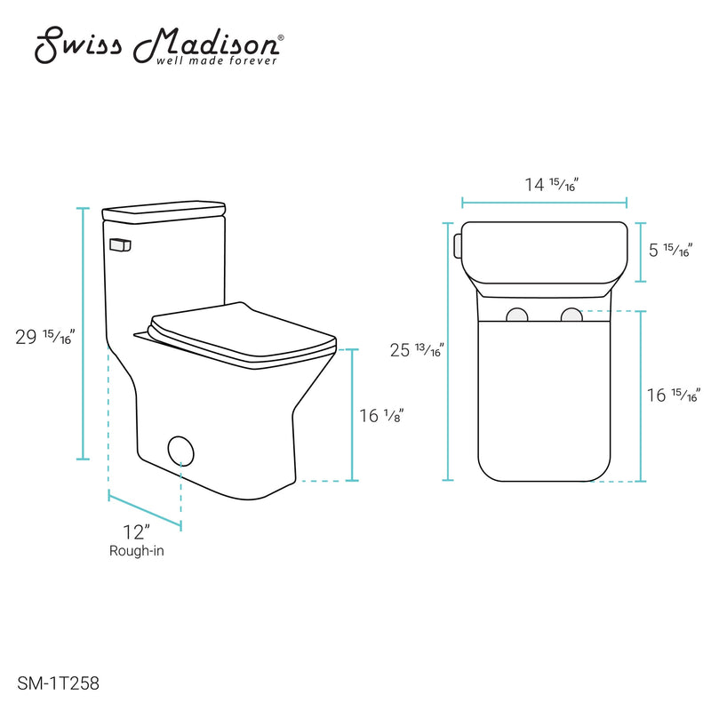 Load image into Gallery viewer, Swiss Madison Carre One Piece Square Toilet Side Flush - SM-1T258
