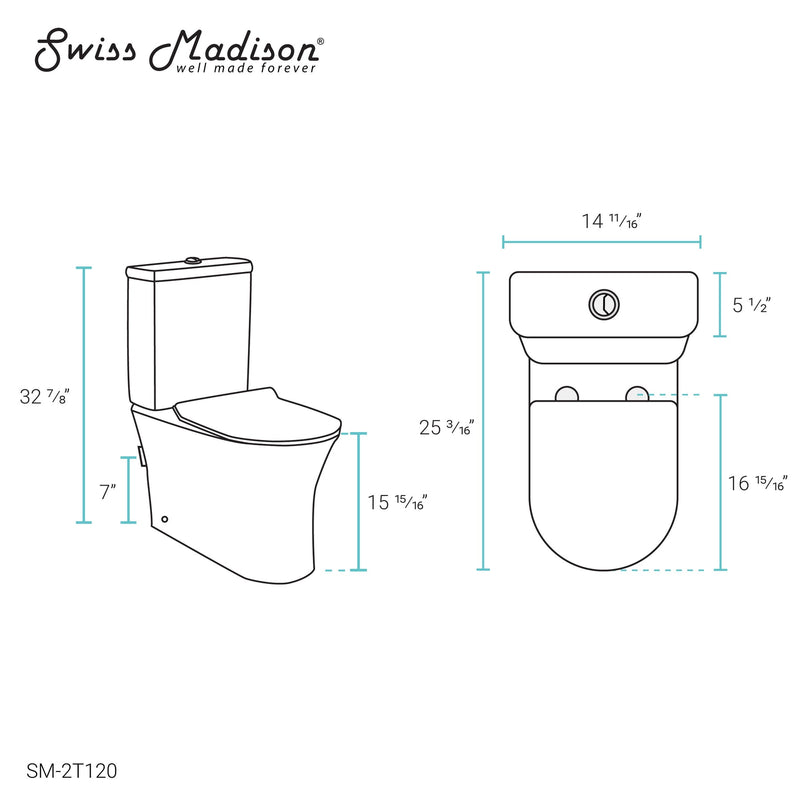 Load image into Gallery viewer, Swiss Madison Calice Two-Piece Elongated Rear Outlet Toilet Dual-Flush 0.8/1.28 gpf - SM-2T120
