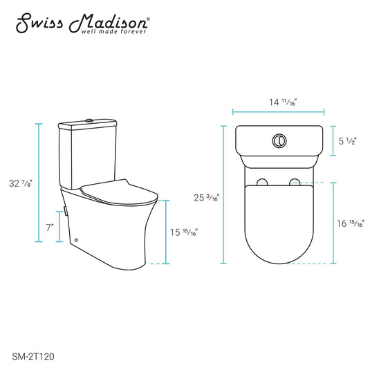 Swiss Madison Calice Two-Piece Elongated Rear Outlet Toilet Dual-Flush 0.8/1.28 gpf - SM-2T120