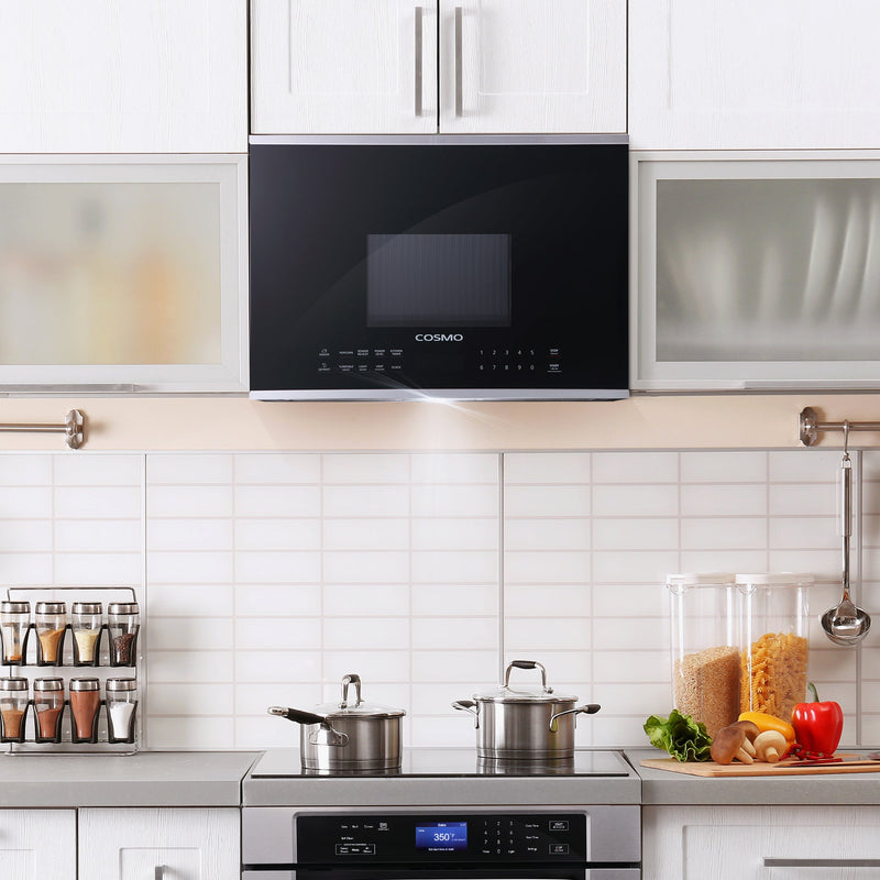 Load image into Gallery viewer, Cosmo 24'' 1.34 cu. ft. Over the Range Microwave in Stainless Steel with Vent Fan COS-2413ORM1SS

