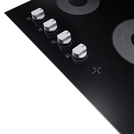 Cosmo 24" Electric Ceramic Glass Cooktop with 4 Elements, Dual Zone Element, Hot Surface Indicator Light and Control Knobs COS-244ECC