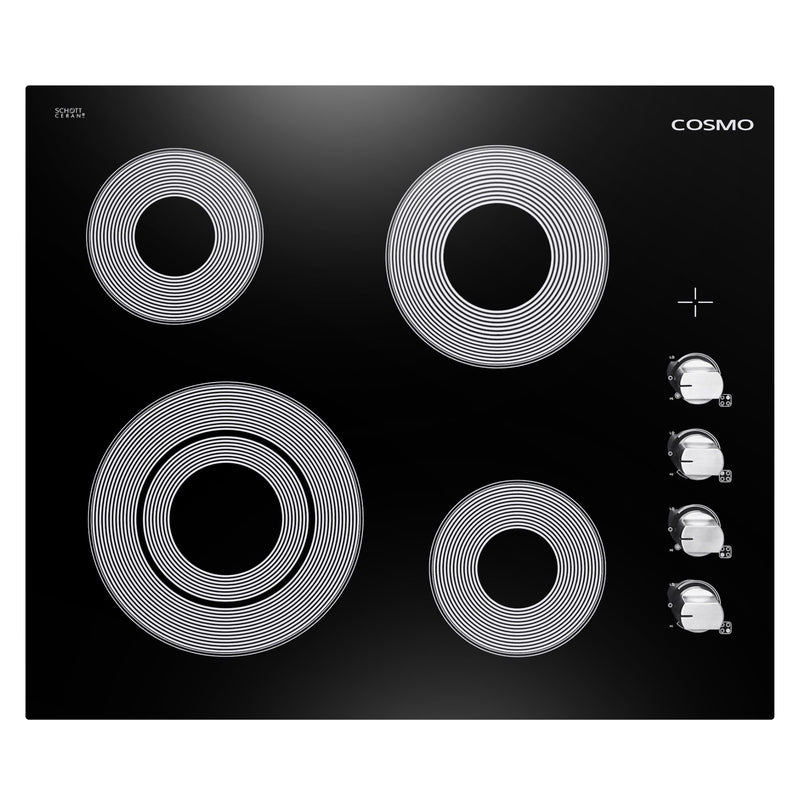 Load image into Gallery viewer, Cosmo 24" Electric Ceramic Glass Cooktop with 4 Elements, Dual Zone Element, Hot Surface Indicator Light and Control Knobs COS-244ECC
