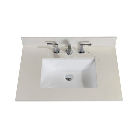 Altair 31" Stone effects Vanity Top in Milano White with White Sink 61031-CTP-MW